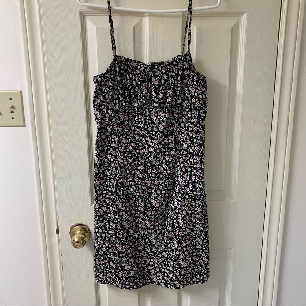 Daniel Laurent, US L, Black and Pink Ditsy Floral Spaghetti Strap Sundress